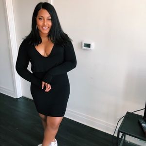 Black Hooded Bodycon Dress